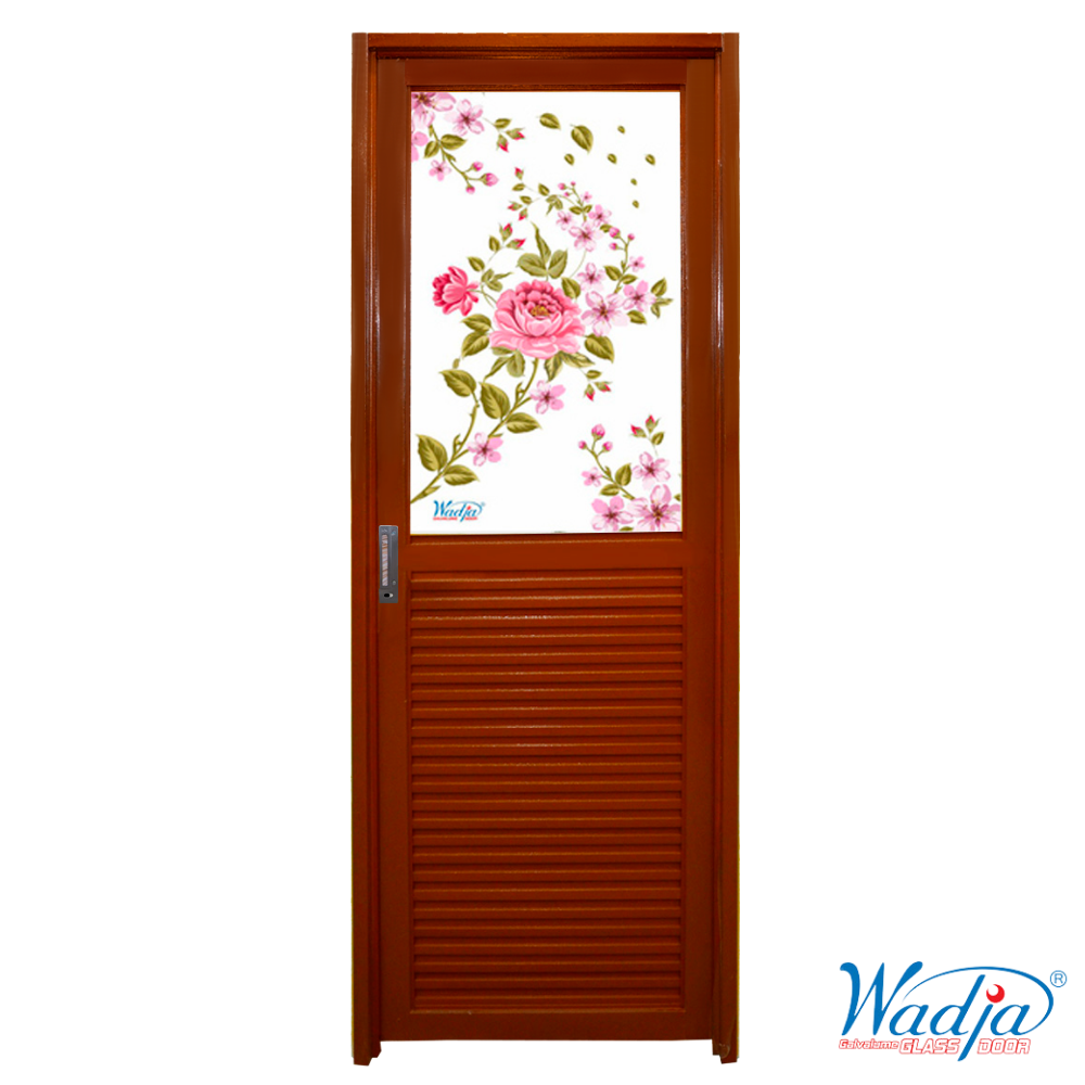 Wadja Glass Door Half Mirror Bathroom Steel Door GDH01